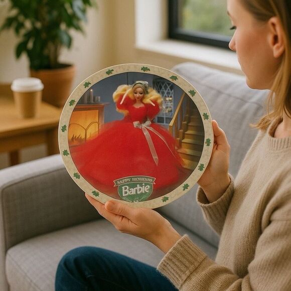 Enesco “Happy Holidays Barbie” 1988 Christmas Collector Plate – Limited Edition - Picture 1 of 7